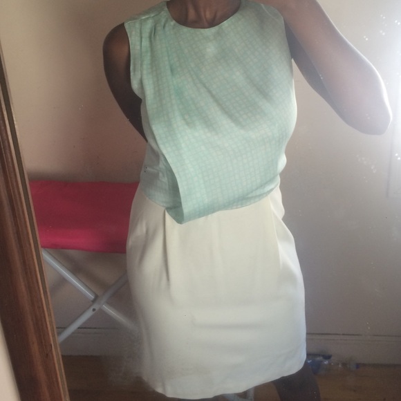 Lovely cream and sea foam dress with CHIC detail