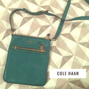 NWOT Cole Haan teal cross body purse