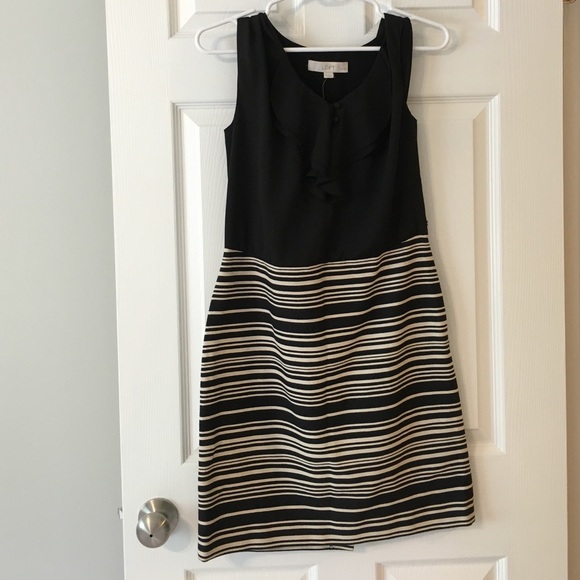 Loft dress with black top and striped bottom