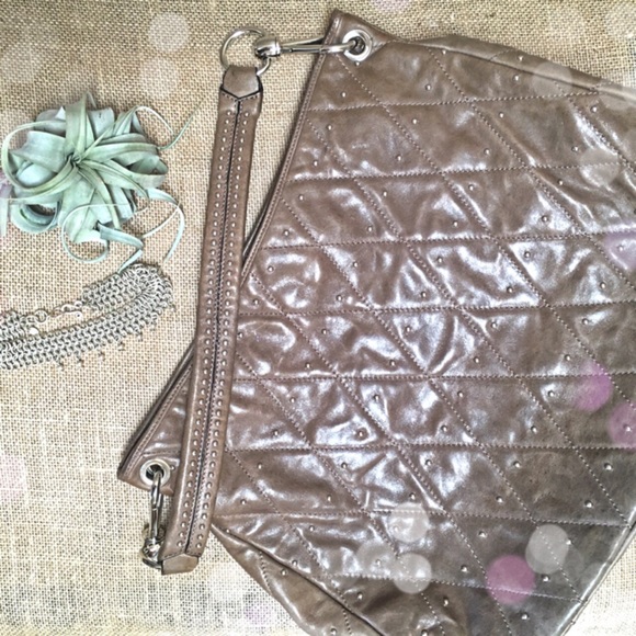 Abro Large Studded Leather Shoulder Bag