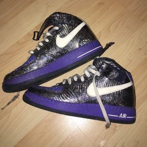 Nike purple and silver Air Force ones