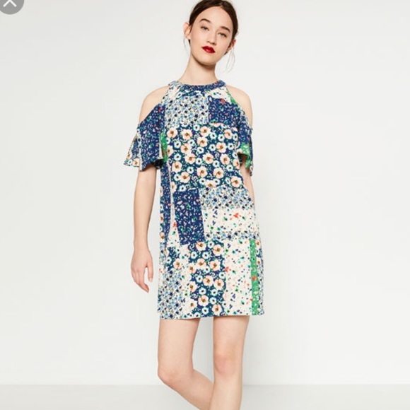 ❤️SOLD❤️Zara Cold Shoulder Multicolor Dress - Picture 2 of 4