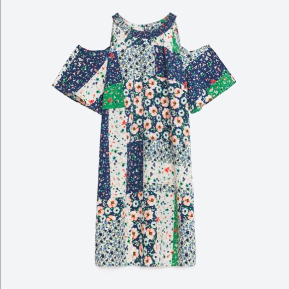 ❤️SOLD❤️Zara Cold Shoulder Multicolor Dress - Picture 4 of 4