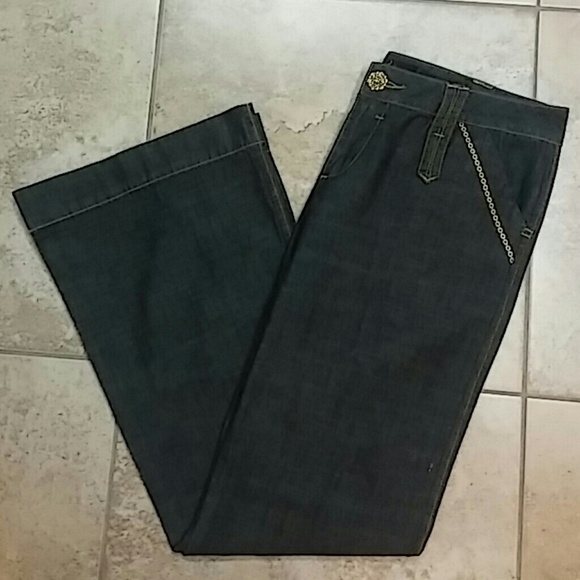 BABY PHAT JEANS WITH GOLD FLOWER BLING BUTTONS