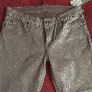 Silver skinny dress pants