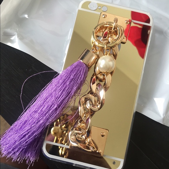 ✨iPhone 6 gold tassel case with mirror!✨