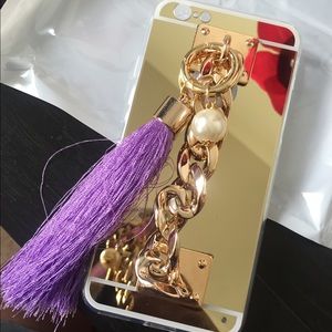 ✨iPhone 6 gold tassel case with mirror!✨