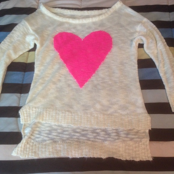 Cream & Pink heart sweater