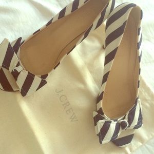 J. Crew Evie Stripe Peep-Toe Pumps