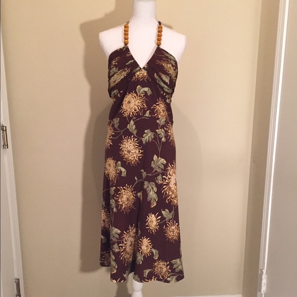 Backless Brown Floral Dress - Picture 1 of 2