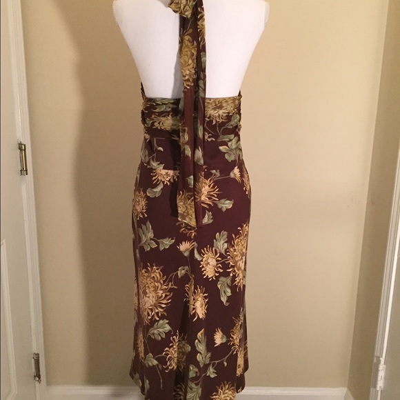 Backless Brown Floral Dress - Picture 2 of 2