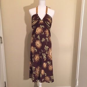 Backless Brown Floral Dress