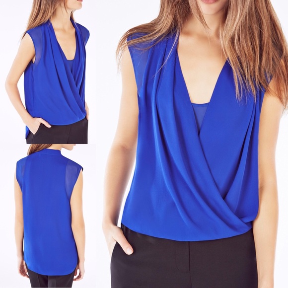BCBGMAXAZRIA REMY SLEEVELESS WRAP TOP
