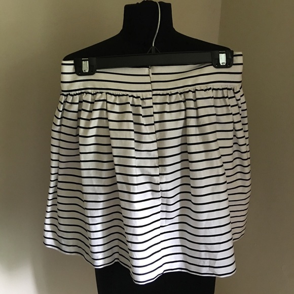 Aqua pleated black and white striped skirt - Picture 2 of 4