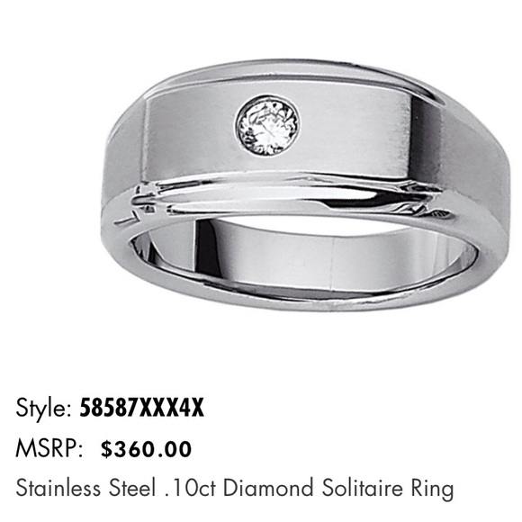 Stel .10k diamond stainless steel wedding ring