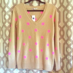 NWT Gap Beige and Pink Polka Dot Sweater
