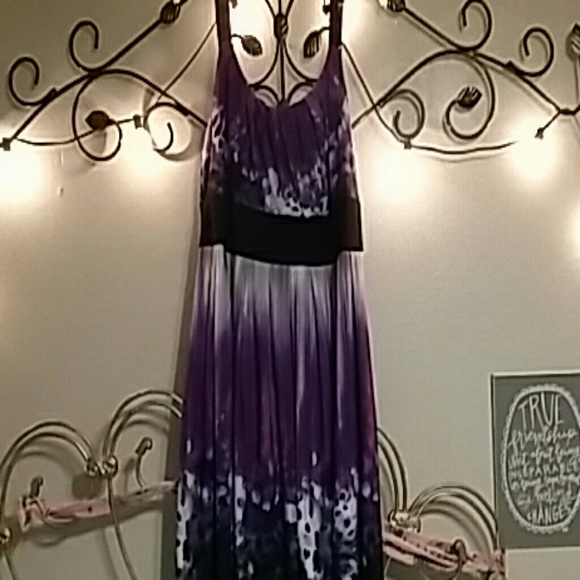 Purple and White Patterned Dress