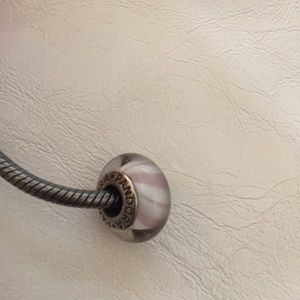 Pandora Pink striped Murano Charm