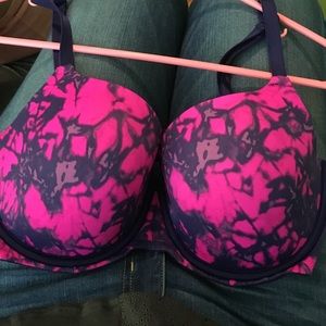 VS PINK pink and purple tie dye lightly lined bra