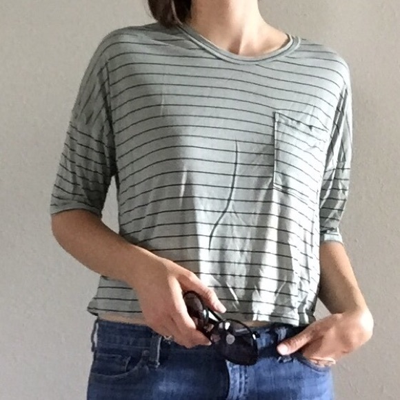 Striped Dolman Tee in Green