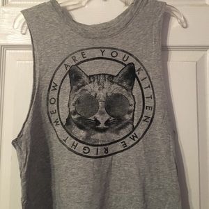 "Are you kitten me right meow" cat muscle tee