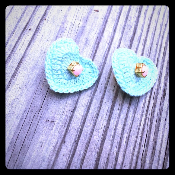 Blue hart earrings handmade - Picture 1 of 1