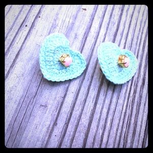 Blue hart earrings handmade