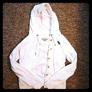 A&F White Button up Hoodie