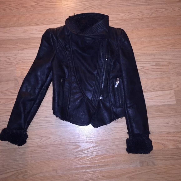 🙅SOLD🙅Black Faux Suede & Shearling Moto Jacket