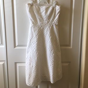 J Crew White Eyelet strapless midi dress