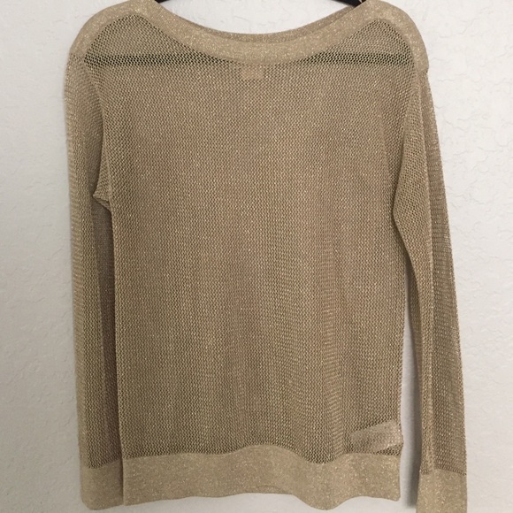 Metallic gold open weave sweater
