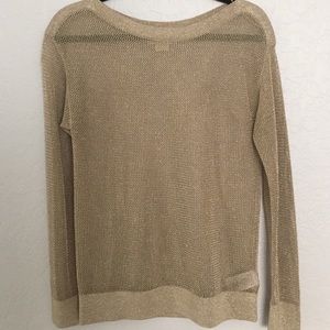 Metallic gold open weave sweater