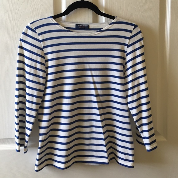 Saint James blue and white striped shirt