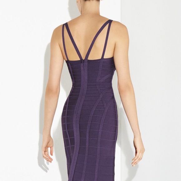 SOLDHervé Léger Purple Adalia Bodycon Mermaid Gown - Picture 3 of 4