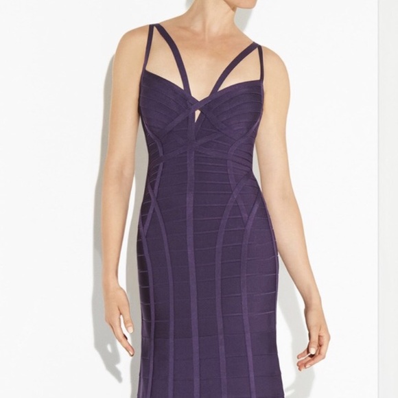 SOLDHervé Léger Purple Adalia Bodycon Mermaid Gown - Picture 4 of 4