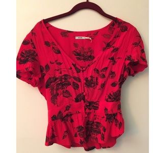 Urban Outfitters Red Print Top