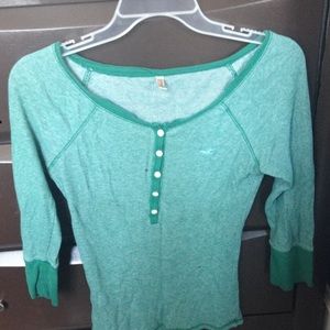 Short sleeve mint green button-up shirt
