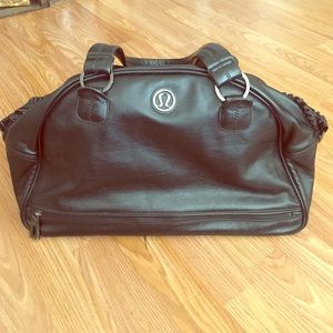 Lululemon black leather gym bag