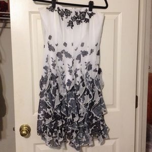 White House Black Market strapless floral dress