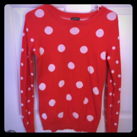 Red/white polka dot Express sweater - sz M