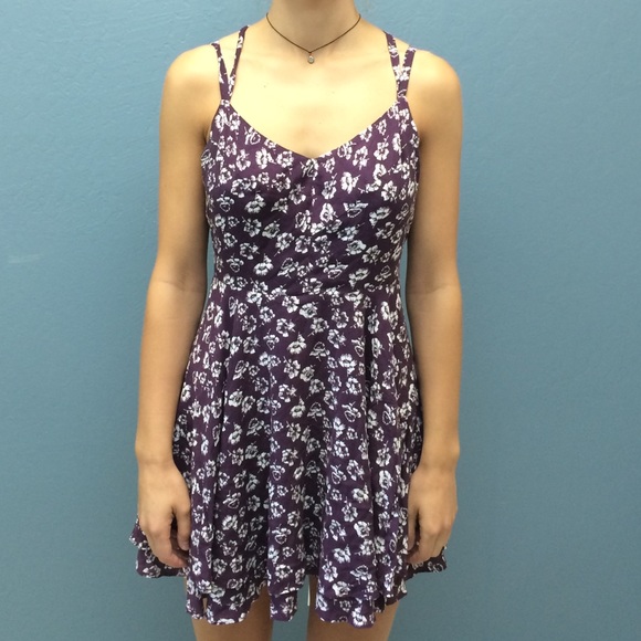 maroon + white flowy, strappy floral mini dress