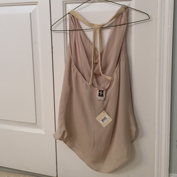 Haute Hippie nude pearl beaded open back top! - Picture 2 of 4