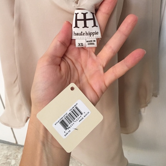 Haute Hippie nude pearl beaded open back top! - Picture 3 of 4