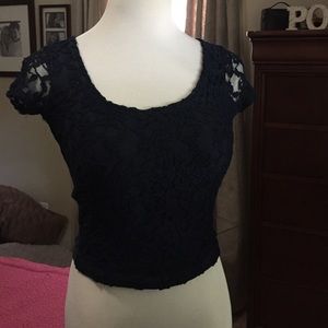 Navy blue lace crop top