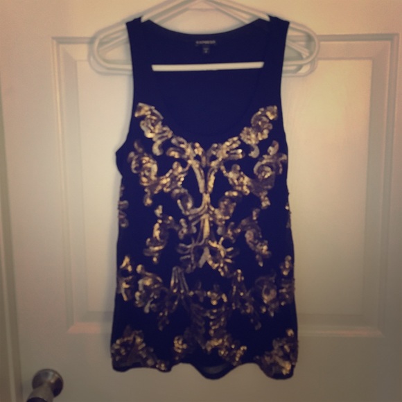 Black/gold sequin top - express- sz S