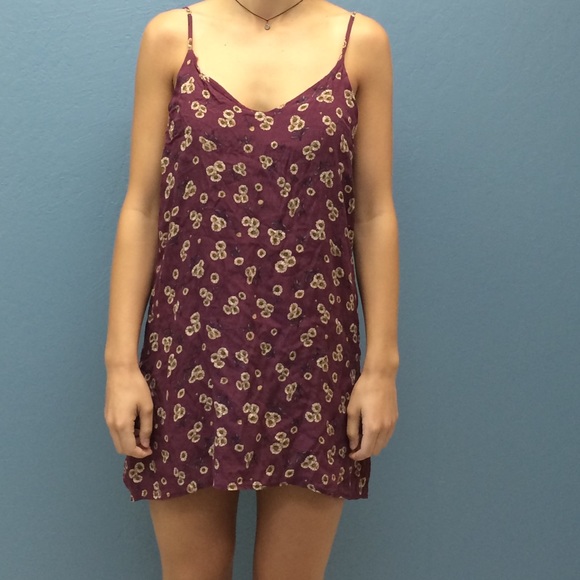 brandy melville maroon dress w/ yellow flowers