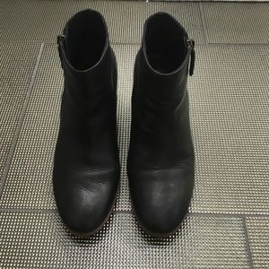 Black leather booties. Size 6