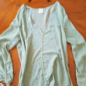 Sheer mint stripped blouse