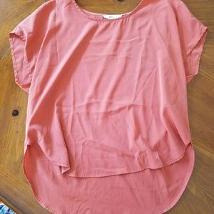 Salmon high low blouse