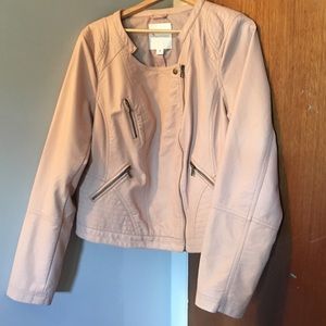 Rose gold leather moto jacket